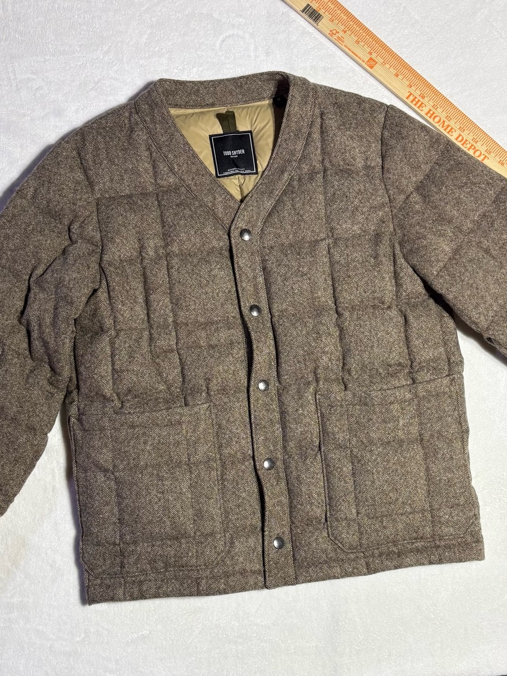 Todd Snyder Quilted Brown Wool-Blend Puffer Jacket